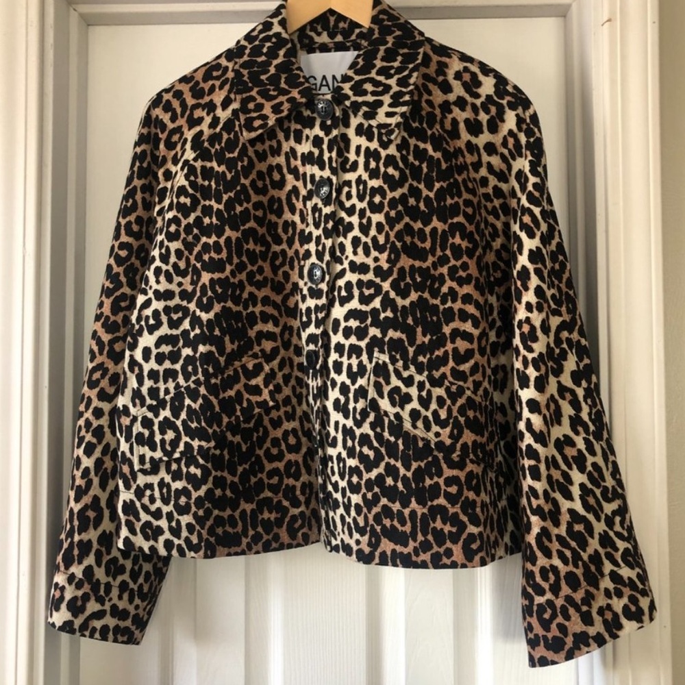 Ganni leopard print short jacket
